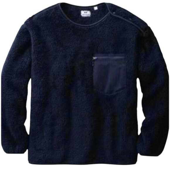 Uniqlo x Engineered Garments Fleece Sweater Navy High Pile Pullover Gorpcore M - Picture 1 of 16